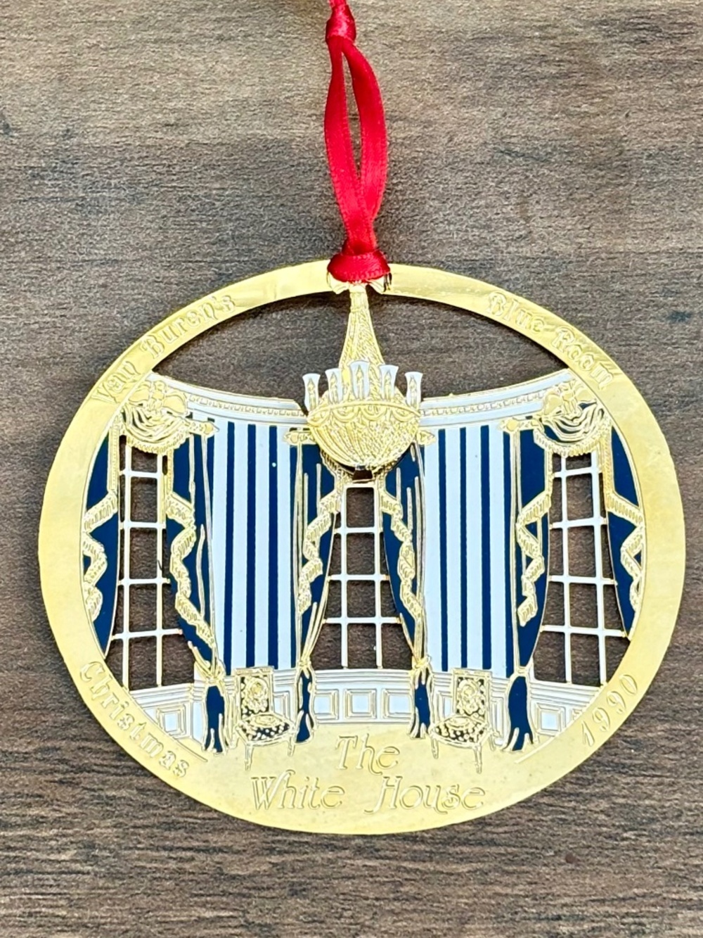White House Historical Association 1990 Blue Room Christmas Ornament Van Buren